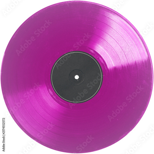 Purple night transparent retro style vinyl record black label. realistic photography. png isolated on transparent background for graphic design