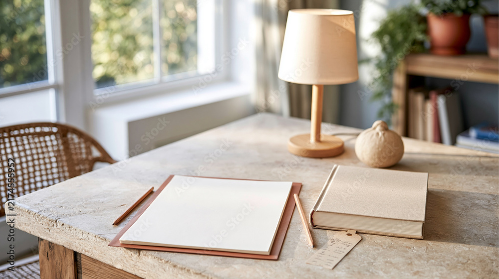 Fototapeta premium Blank Letterhead And Envelope On Marble Table 