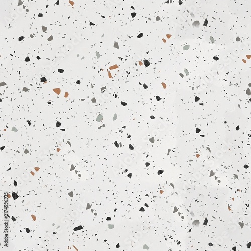 White Terrazzo Texture with Colorful Aggregate for Kitchen Walls, Flooring and Interior Design