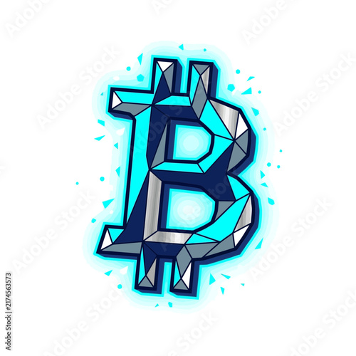 Abstract Bitcoin Cryptocurrency Symbol, Geometric Design
