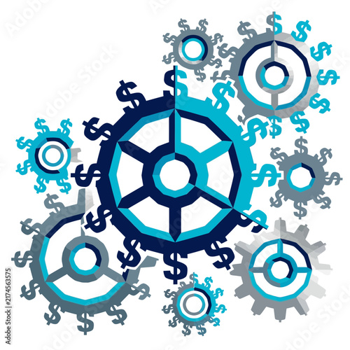 Abstract Financial Gears with Dollar Signs
