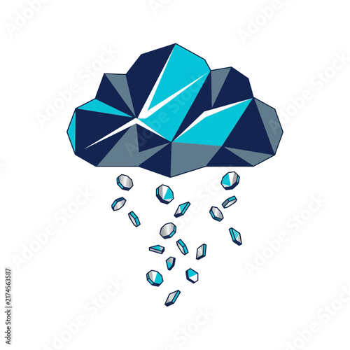 Abstract geometric cloud with ice falling