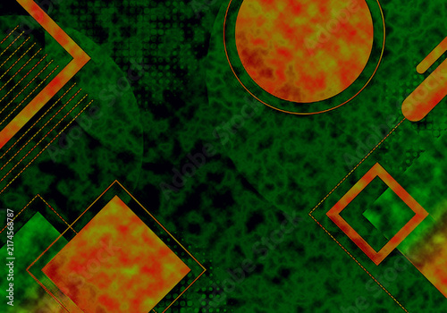 Bild auf Leinwand Geometric shapes on green grassy field