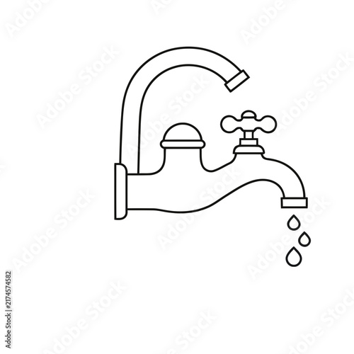 Water faucet with dripping water