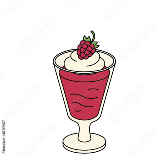 Raspberry dessert in a glass
