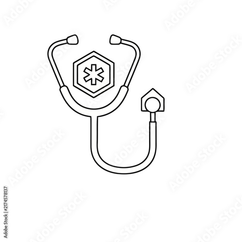 Stethoscope and Medical Symbol Icon