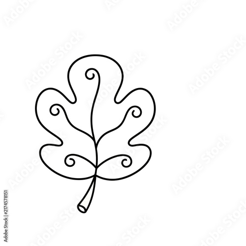 Stylized Leaf Outline with Swirls