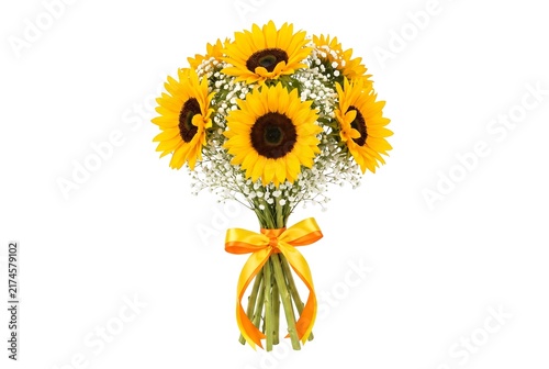 太陽のように明るいひまわりの花束