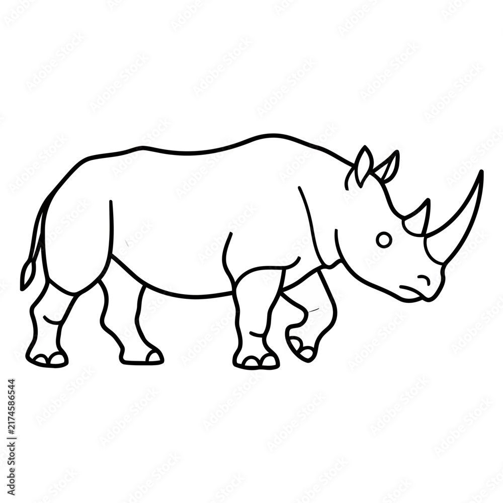 Fototapeta premium Line art illustration of a rhinoceros