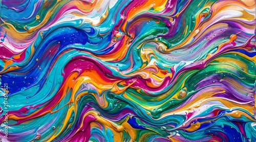 Vibrant Colorful Liquid Marble Swirl Abstract Background