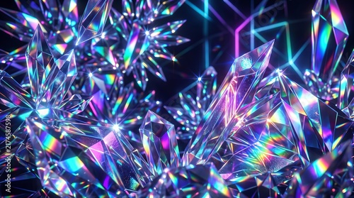 Futuristic Neon Crystal Tunnel Background