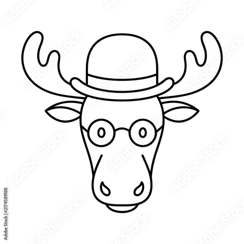 Moose wearing a hat and glasses
