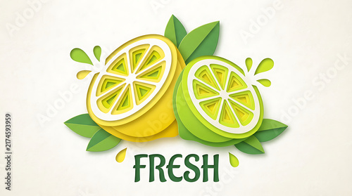 Paper Cut Style Citrus fruit