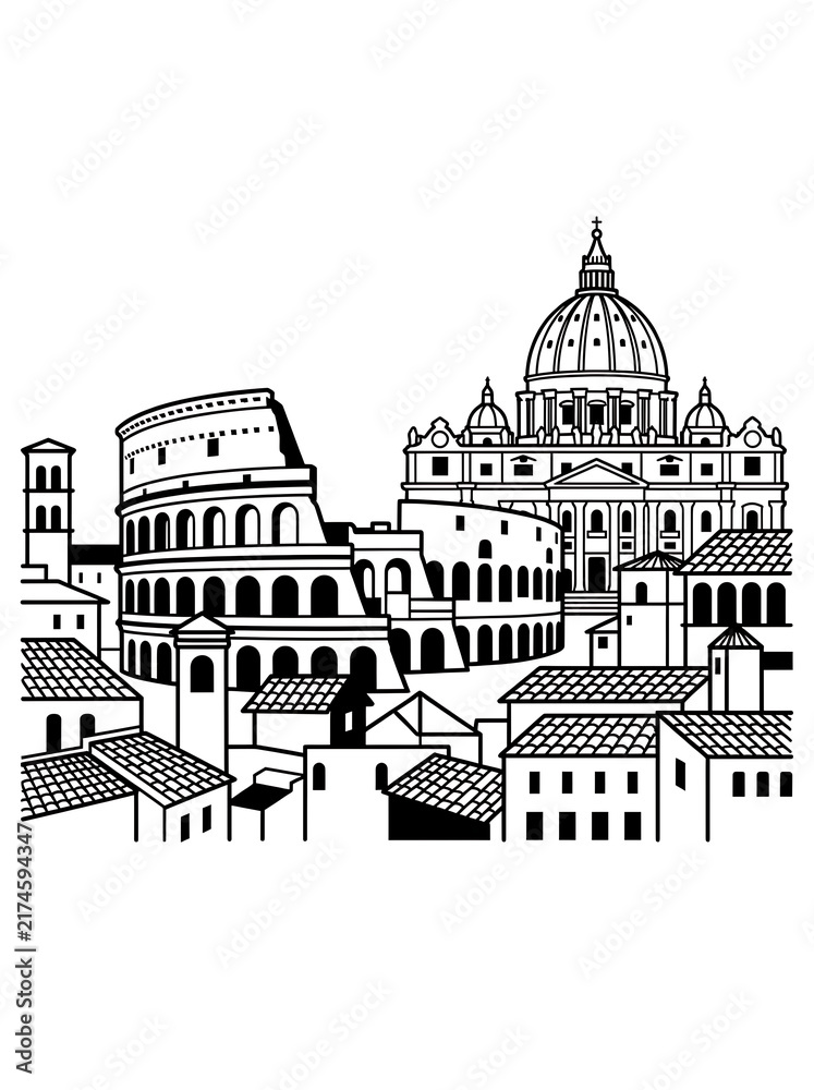 Obraz premium Vector Silhouette The distinct, historical of Rome