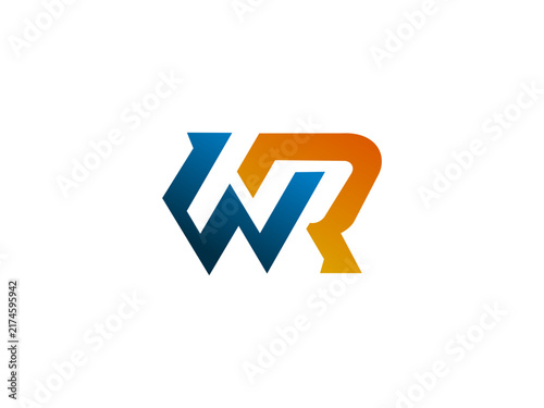 bold geometric WR  monogram logo modern interlock lettermark for brand identity black loho