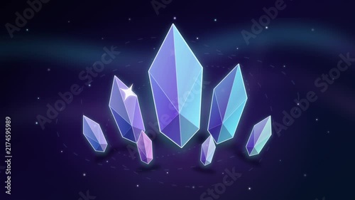 Abstract Background Of Bright And Shiny Crystals That Move Over A Surface Minimal Technology Background | 4K Seamless Loop Background
