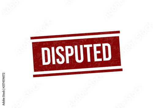 Quadro su tela Red disputed stamp with bold white text isolated on transparent background