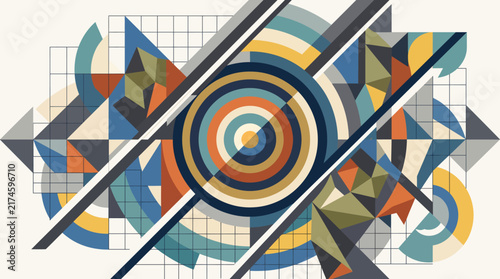 Geometric Illustration with Circular Target Triangles and Structural Grid