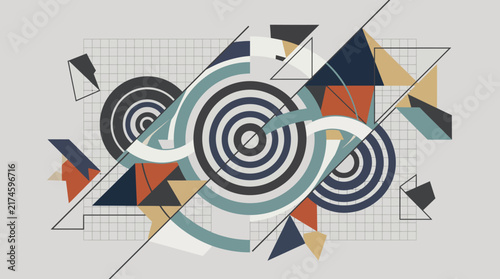 Dynamic Geometric Abstraction with Concentric Circles and Intersecting Polygons