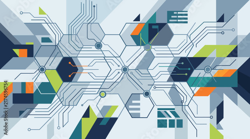 Abstract Digital Network Technology and Data Connectivity Concept