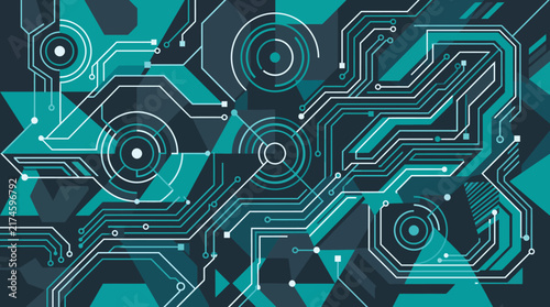 Abstract Blue Circuit Board Background with Digital Technology Network Lines