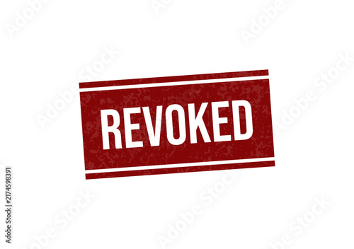 Foto Red revoked stamp or badge with bold white text isolated on transparent backgrou