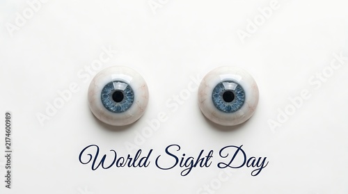 World sight day awareness banner with realistic blue eyeballs