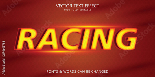 Racing text effect, Editable text effect vector graphic of Speed race