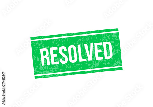 Green resolved stamp with bold white text isolated on transparent background
