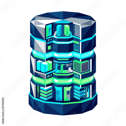 Abstract futuristic server cluster, data storage, technology concept