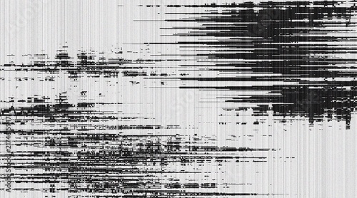 Abstract black and white digital glitch texture background with static noise.
