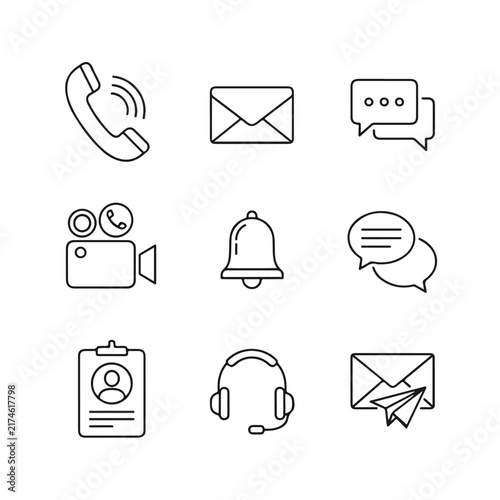 Communication Icon Set for Business and Customer Support Services