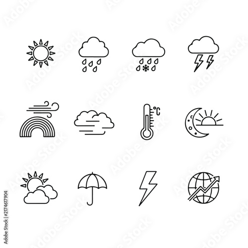 Weather Icon Set Collection for Forecasting and Meteorological Design