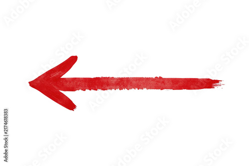 Thin hand painted red arrow pointing left