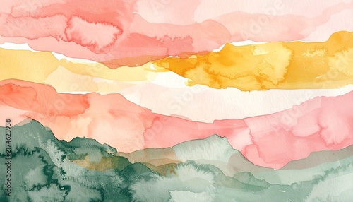 Soft pastel watercolor waves Background.