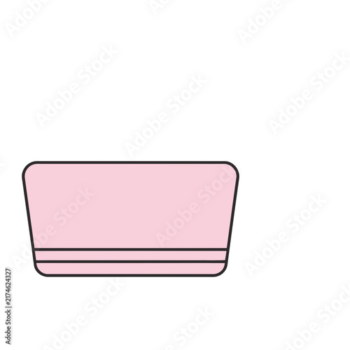 Pink rectangular object with black outline