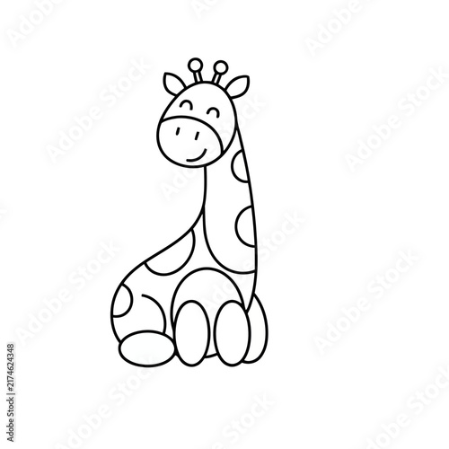 Simple line drawing of a sitting giraffe
