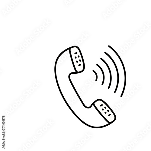 Telephone handset with sound waves icon
