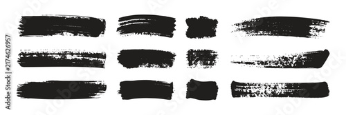 Vector Collection of Black Grunge Brush Strokes