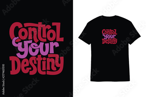 Groovy Retro Control Your Destiny T-Shirt Design Motivational Quote Graphic