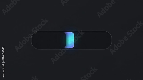 A sleek dark UI progress bar glows with a teal-to-purple gradient slider gliding across the track, evoking a futuristic scanning or loading interface.