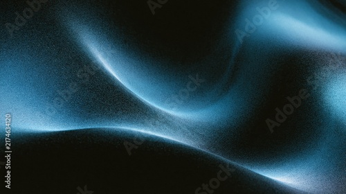 aAbstract dark blue glowing grainy gradient background, black noise texture with luminous curve shape