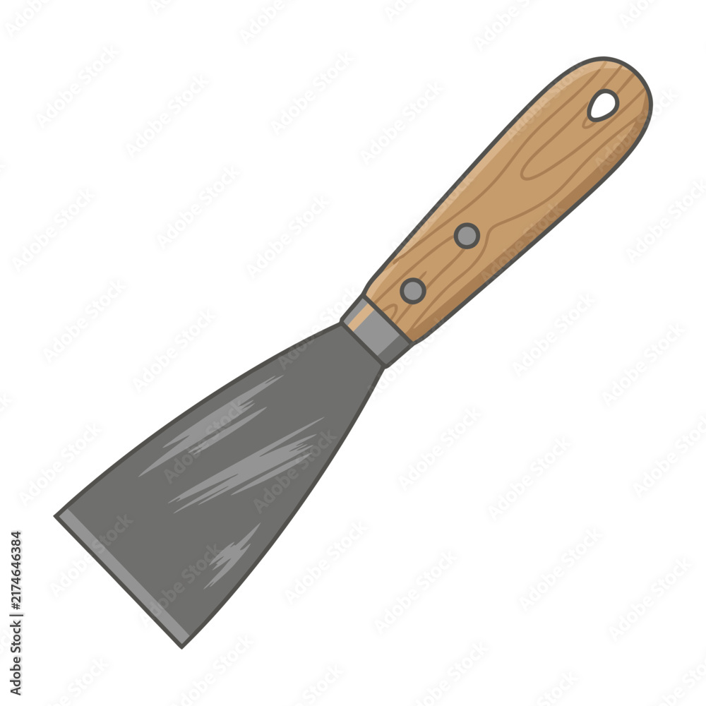 Obraz premium Metal Putty Knife with Wooden Handle for Construction and Repair