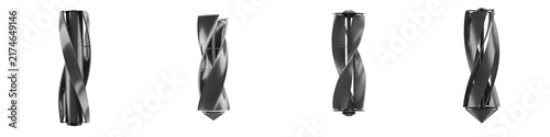 Modern vertical axis wind turbines collection isolated on black background