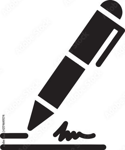 Foto Black ink pen with signature and line isolated on transparent background png legal document sign icon