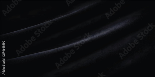 Black Satin Fabric Abstract Background with Soft Diagonal Folds