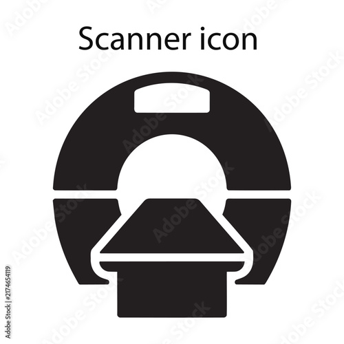 Front view CT scanner MRI medical machine icon vector illustration on white background