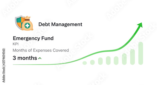 Emergency fund savings chart with debt management graph.