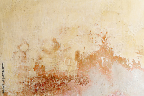 Obraz na plátne Layers of paint decaying on the interior wall of a historic colonial sandstone b