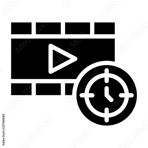 Cinema Clock Vector Glyph Icon Design